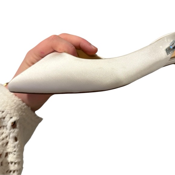 Ted Baker Jane Bow Slingback White Pointed Toe Flats Bridal Shoe NWT Size 10 - Picture 14 of 16